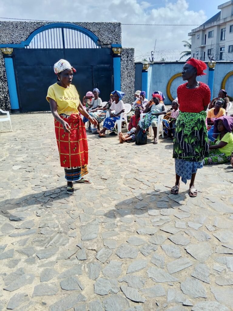 Two participants taking part in a group exercise